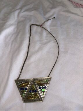 RACHEL Rachel Roy Iridescent Abalone Triangle Necklace with Blue Accents